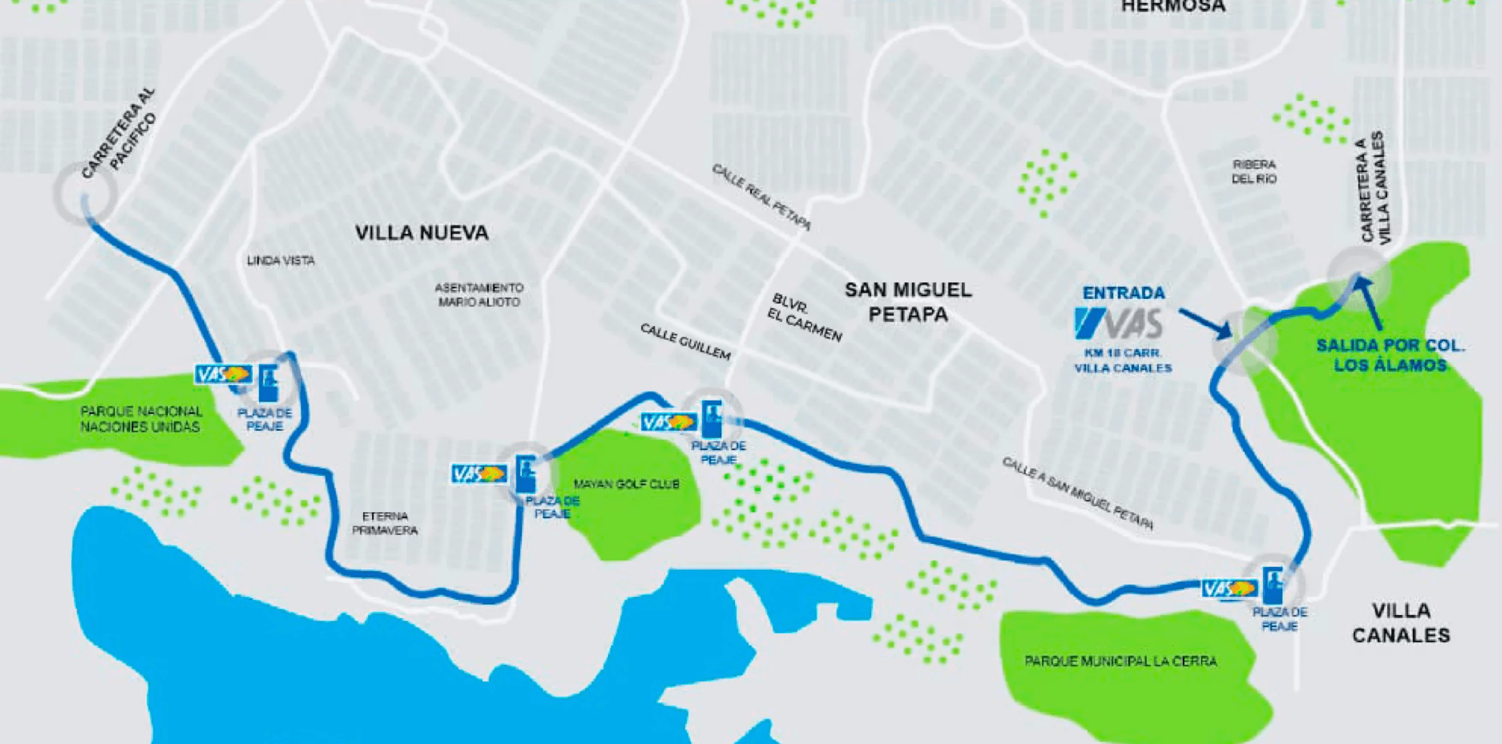 Mapa de ruta Carretera al Pacífico